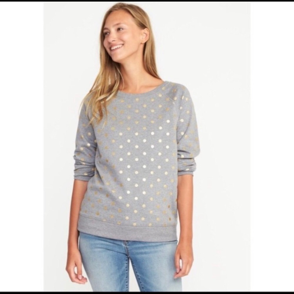 Old Navy Gold and Gray Sparkle Polka Dot Sweater